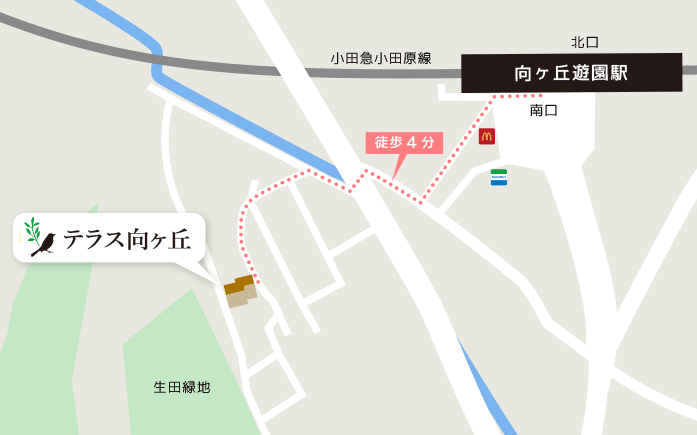 テラス向ヶ丘 駅からの地図